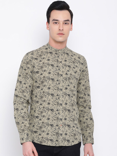 

Monte Carlo Men Olive Green Regular Fit Printed Casual Shirt