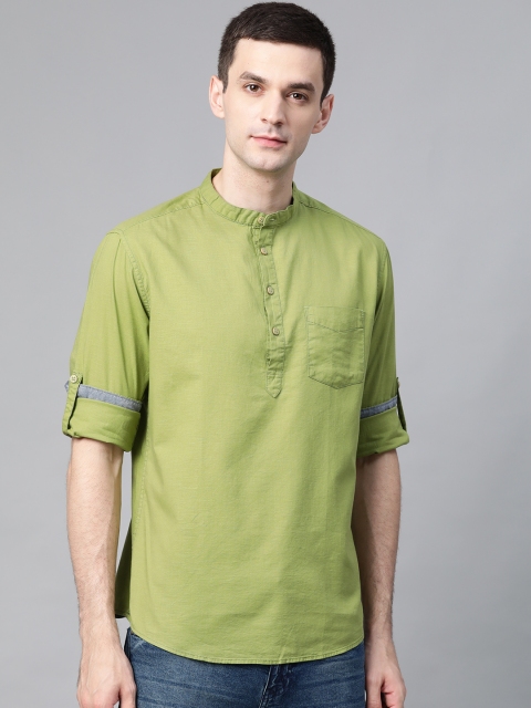 

HERE&NOW Men Green Slim Fit Solid Casual Shirt