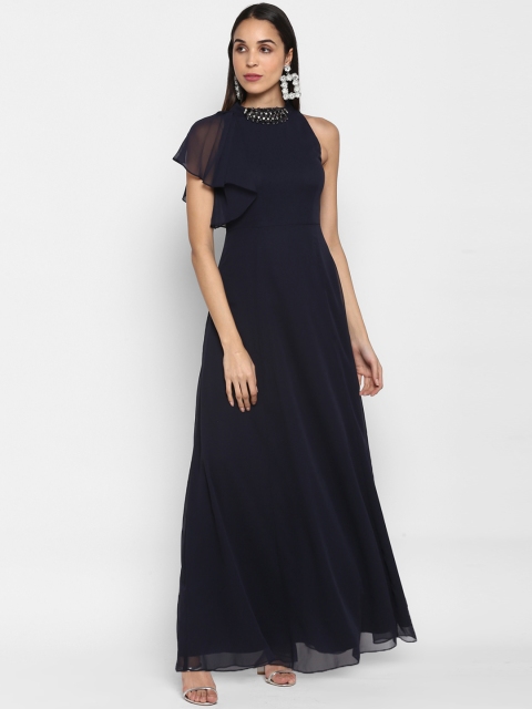 

TRENDY DIVVA Women Navy Blue Solid Maxi Dress