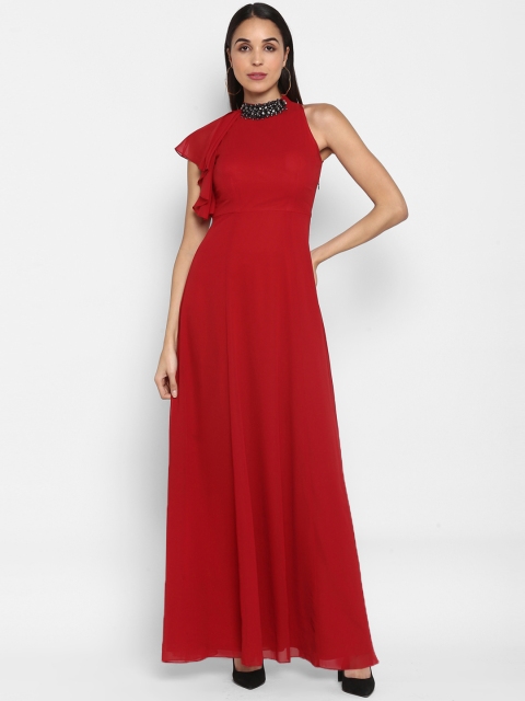 

TRENDY DIVVA Women Red Embellished Maxi Dress