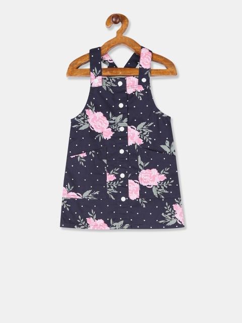 

Cherokee Girls Blue & Pink Floral Printed Pinafore Dress