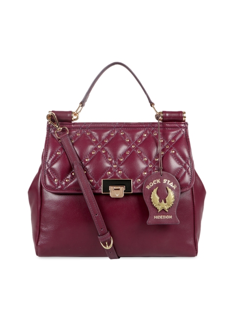 

Hidesign Purple Embellished Leather Handheld Bag