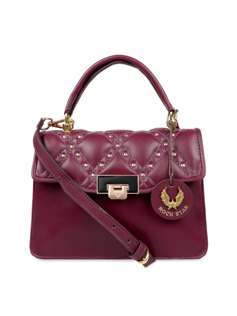 

Hidesign Purple Embellished Leather Handheld Bag