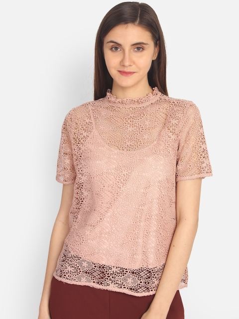 

COVER STORY Women Pink Self Design Top