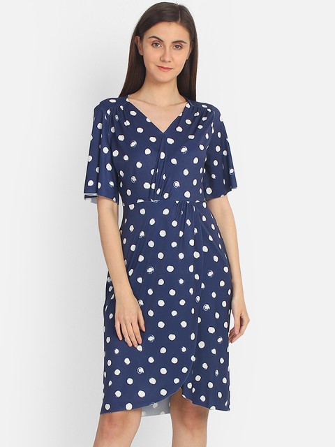 

COVER STORY Women Blue Printed A-Line Dress