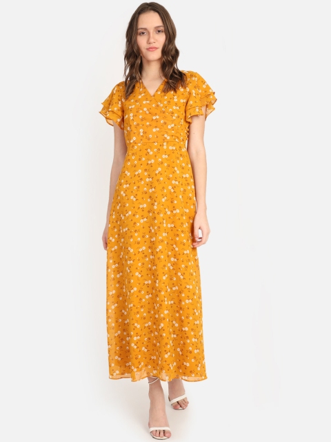 

COVER STORY Women Mustard Yellow Printed Maxi Dress