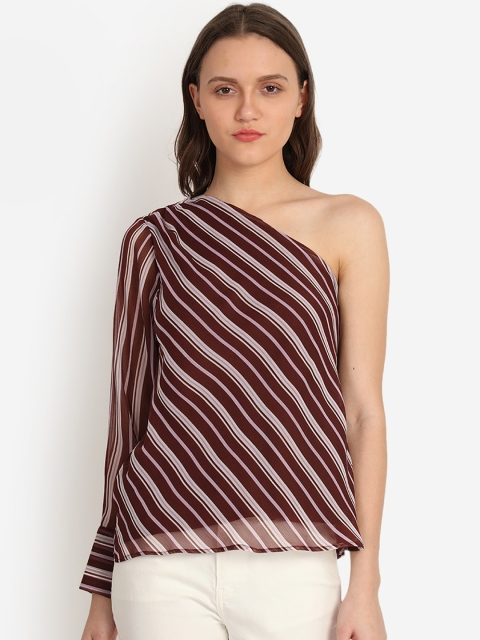 

COVER STORY Women Brown & Off-White Striped Top
