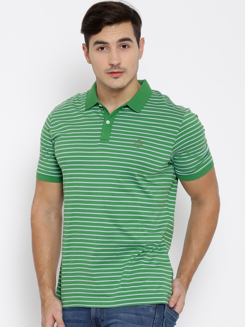 

Blackberrys Green Off-White Striped Polo Pure Cotton T-shirt