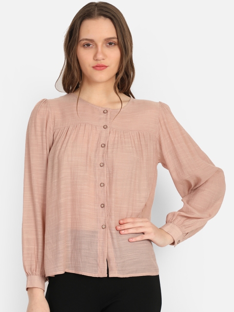 

COVER STORY Women Beige Solid A-Line Top