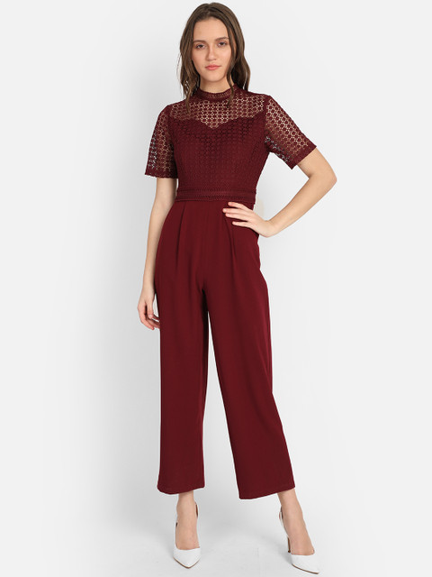 

COVER STORY Women Maroon Solid Basic Jumpsuit