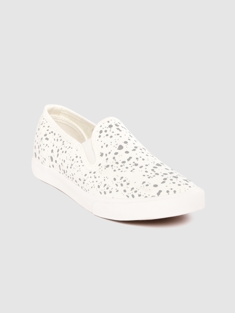 

Kook N Keech Women White & Grey Paint Splatter Print Slip-On Sneakers