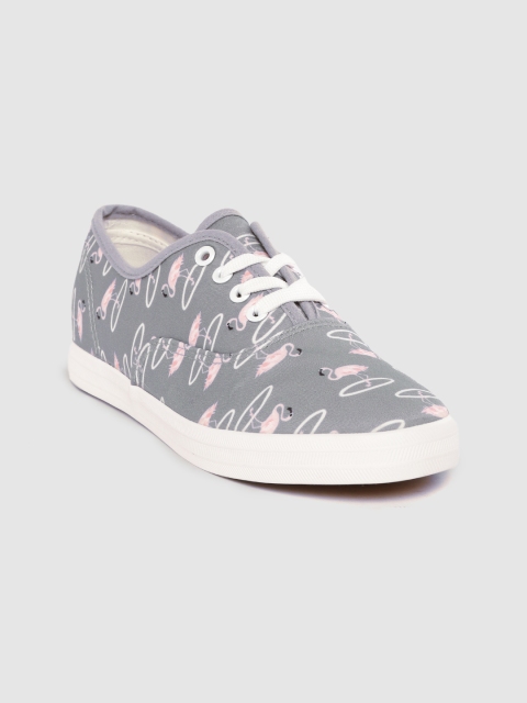 

Kook N Keech Women Grey & Pink Flamingo Print Sneakers