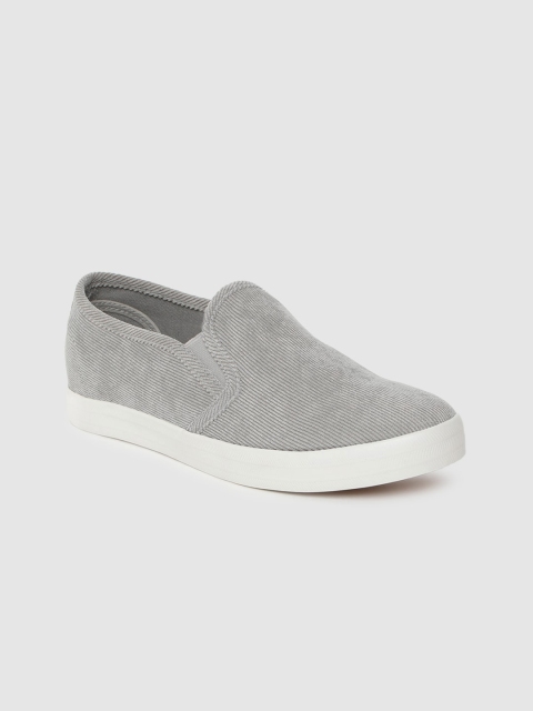 

Roadster Women Grey Woven Design Slip-On Sneakers