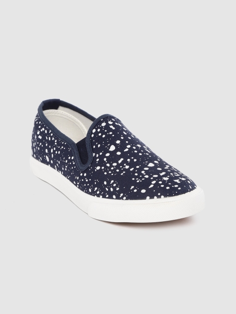 

Kook N Keech Women Navy Blue Paint Splatter Print Slip-On Sneakers