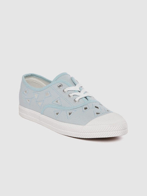

DressBerry Women Blue Laser Cut Sneakers