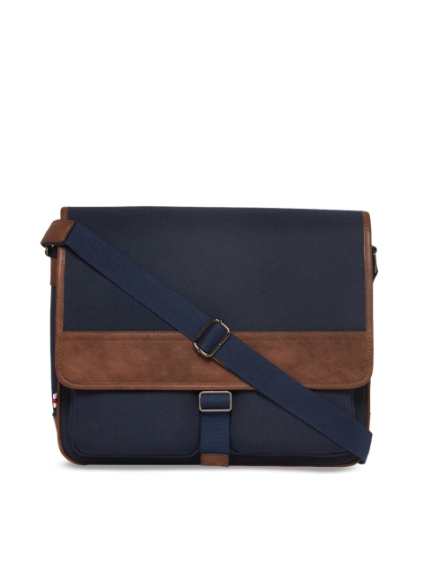 

ALDO Navy Blue & Brown Colourblocked Sling Bag