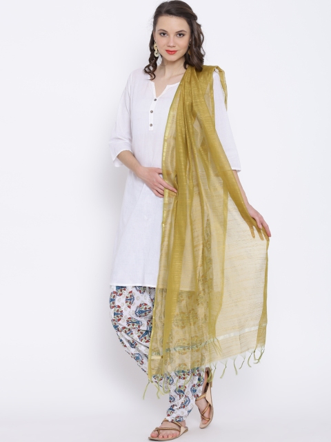 

Aurelia Olive Green Dupatta with Tassels