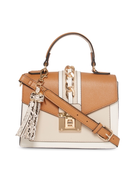 

ALDO Brown & Cream-Coloured Colourblocked Handbag