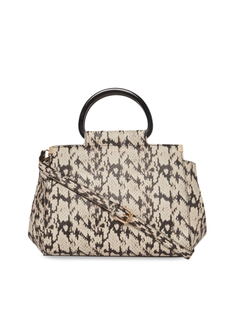 

ALDO Black & Beige Textured Handheld Bag
