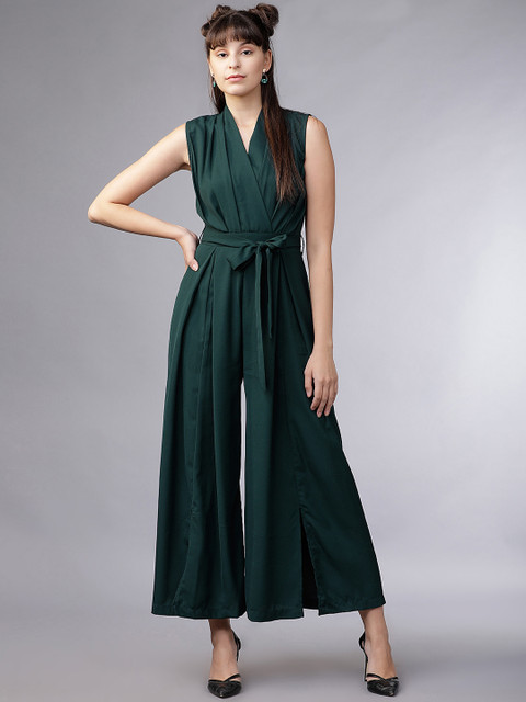 

Tokyo Talkies Women Green Solid Basic Jumpsuit