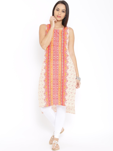 

Aurelia Off-White & Red Printed Kurta