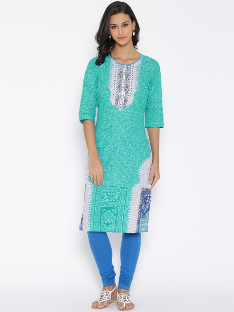 

Aurelia Sea Green Printed Kurta
