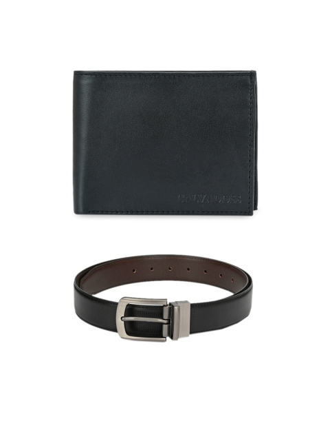 

Calvadoss Men Black & Brown Premium Belt & Wallet Gift Set