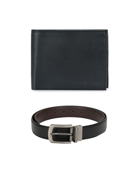 

Calvadoss Men Black & Brown Premium Belt & Wallet Gift Set