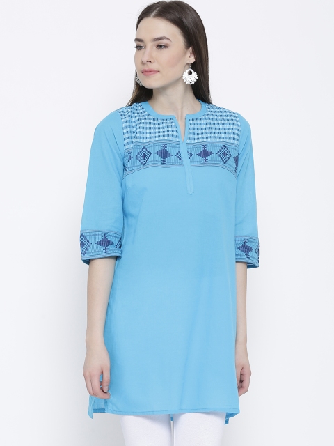 

Aurelia Blue Woven Design Kurta