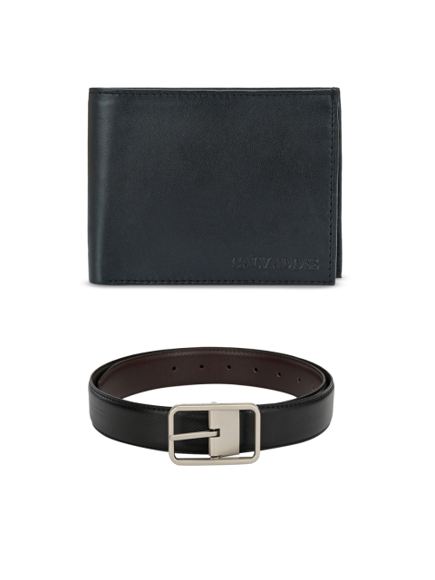 

Calvadoss Men Black & Brown Premium Belt & Wallet Gift Set