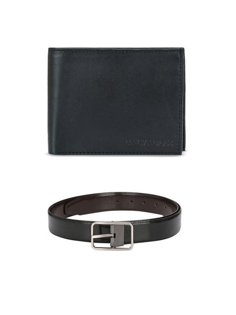 

Calvadoss Men Black & Brown Leather Accessory Gift Set