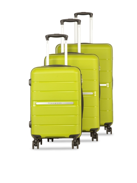 

Teakwood Leathers Unisex Set Of 3 Lime Green Textured Hard-Sided Trolley Suitcases