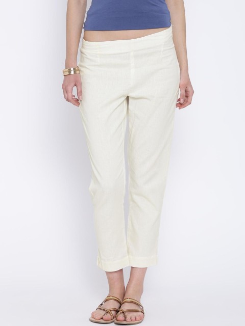 

Aurelia Off-White Cropped Casual Trousers