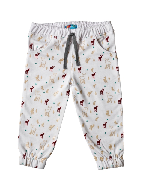 

Kid Studio Girls White Animal Printed Joggers