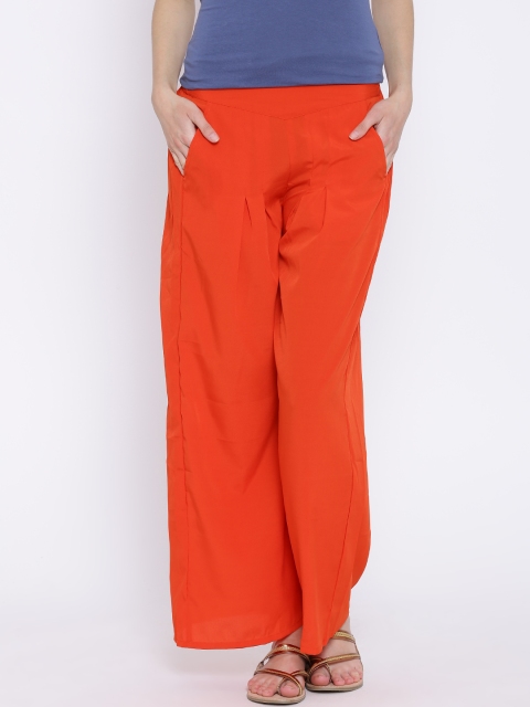 

Aurelia Orange Pleated Palazzo Trousers