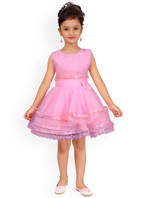 

Aarika Girls Pink Embellished Fit and Flare Dress