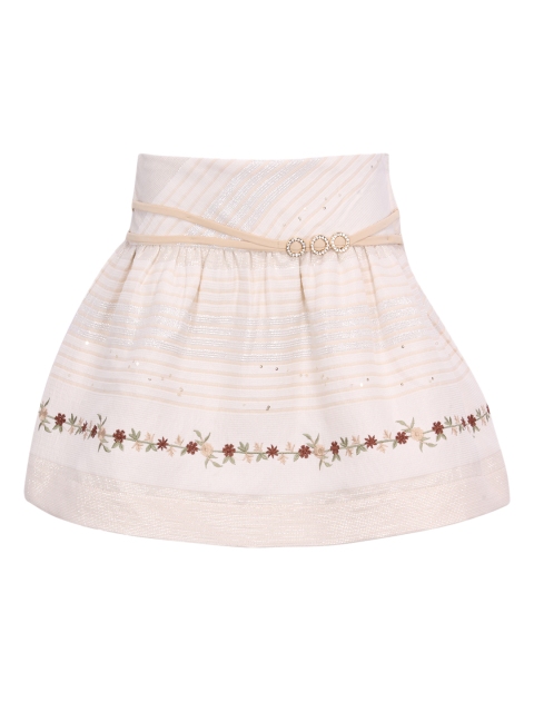 

CUTECUMBER Girls Beige Striped A-line Knee Length Skirt