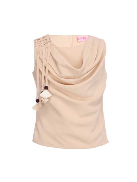 

CUTECUMBER Girls Beige Solid Top