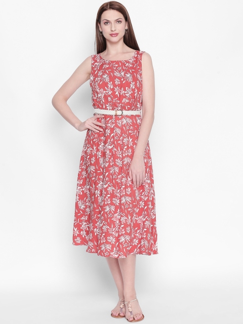 

Honey by Pantaloons Women Pink & White Printed Fit and Flare Dress