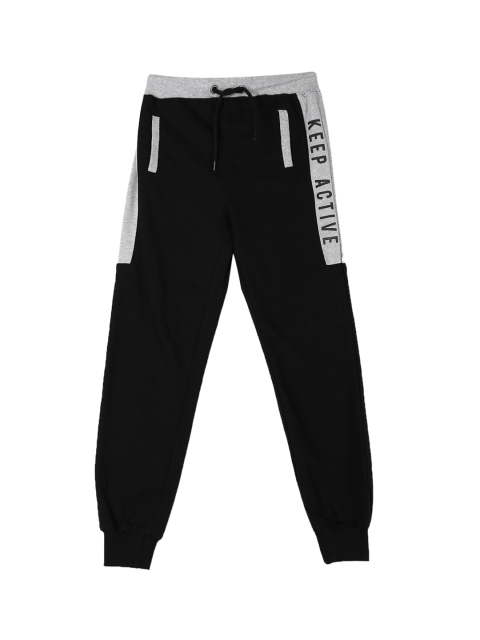 

Cherokee Boys Black & Grey Melange Colourblocked Straight-Fit Joggers