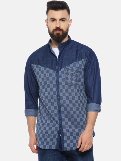

Campus Sutra Men Blue Regular Fit Checked Casual Shirt