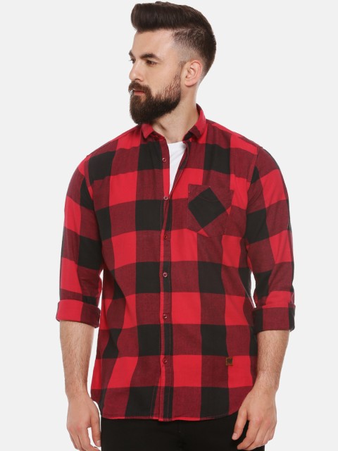 

Campus Sutra Men Red Regular Fit Checked Casual Shirt