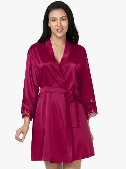 

Amante Women Maroon Solid Eternal Romance Satin Robe