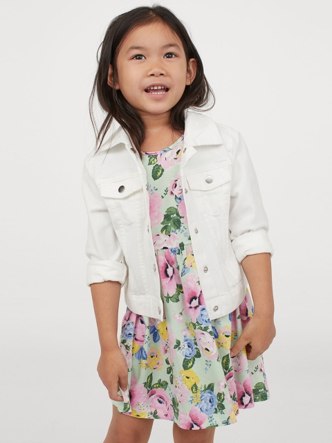 

H&M Girls Green & Pink Floral Patterned Jersey Dress