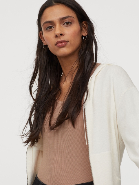 

H&M Women Beige Ribbed Jersey Body
