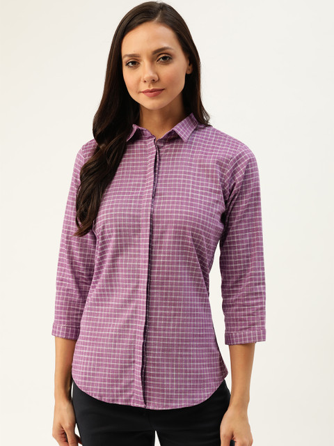 

Hancock Women Purple Slim Fit Checked Formal Shirt