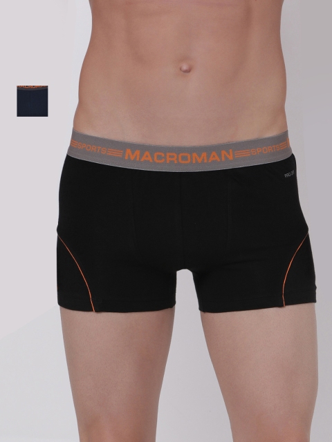 

Macroman M-Series Men Pack of 2 Solid Trunks MSP008-BL-NB-XL, Black