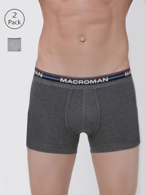 

Macroman M-Series Men Pack of 2 Solid Trunks MIC305-BM-GM-S, Charcoal
