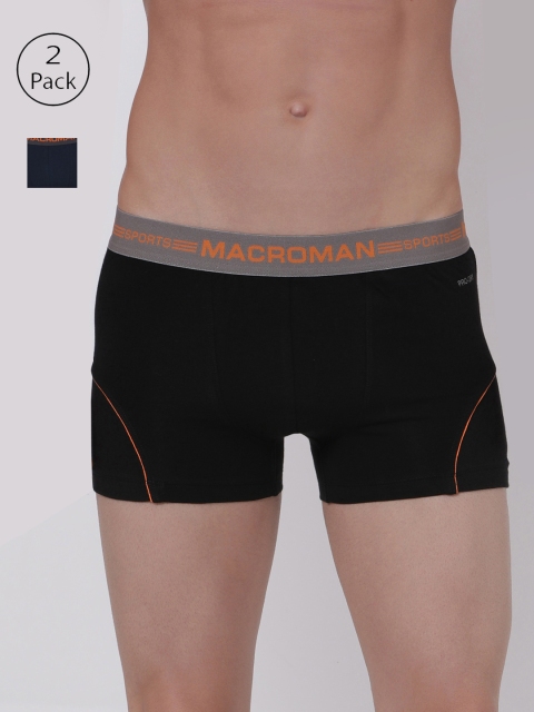 

Macroman M-Series Men Pack Of 2 Solid Trunks MSP008-BL-NB, Black