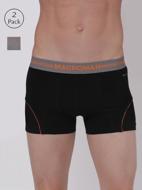 

Macroman M-Series Men Pack of 2 Solid Trunks MSP008-BL-GR-S, Black